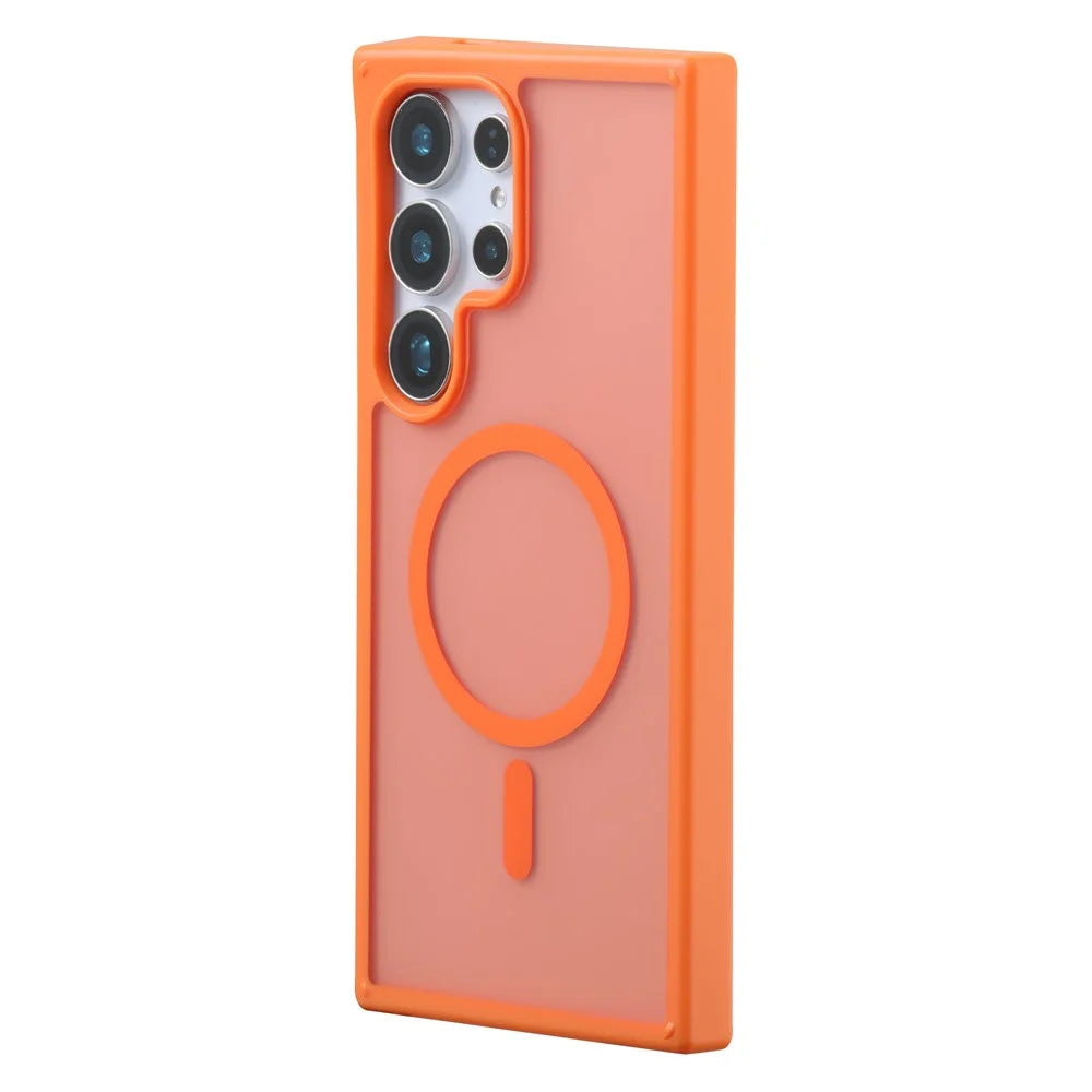 For Samsung Galaxy S26 Ultra Magnetic Case 2.0mm Skin-Touch TPU PC Shockproof Phone Cover - Orange - 2