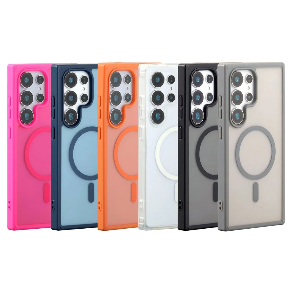 For Samsung Galaxy S26 Ultra Magnetic Case 2.0mm Skin-Touch TPU PC Shockproof Phone Cover - Orange - 4