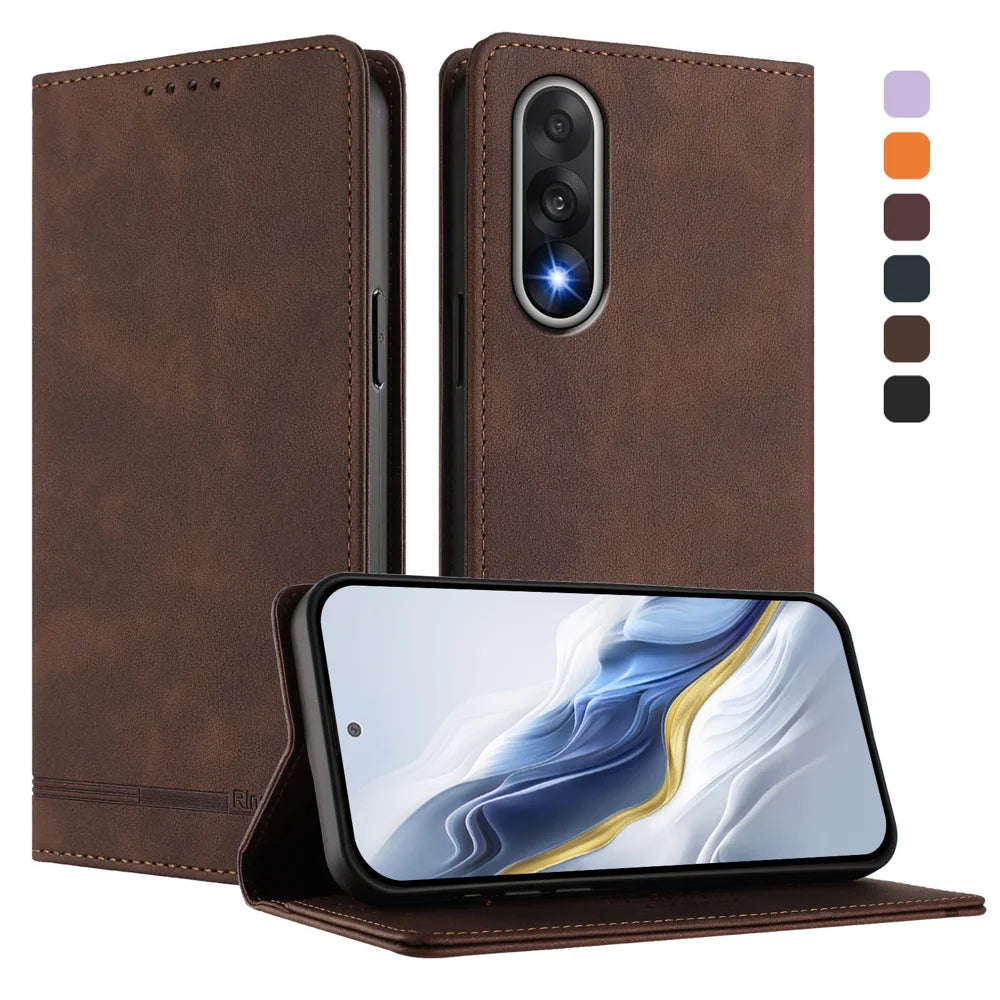 For OnePlus Ace 5 Ultra 5G / OnePlus Nord 5 5G Case RINACASIS RC23 RFID Blocking Wallet Stand PU Leather Phone Cover - Brown - 2
