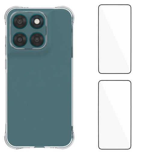 WANLONFENG TPU Case For Motorola Moto G87 5G / G77 5G / G67 5G WL2 Series 2.0mm Phone Cover with 2Pcs Tempered Glass Films - Transparent - 1