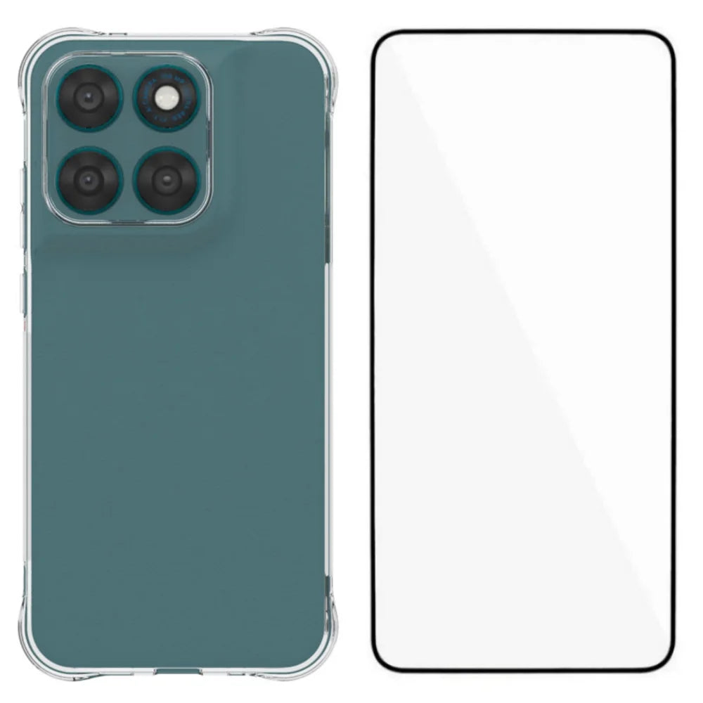 WANLONFENG Case For Motorola Moto G87 5G / G77 5G / G67 5G WL Series 2.0mm TPU Phone Cover with Tempered Glass Film - Transparent - 1