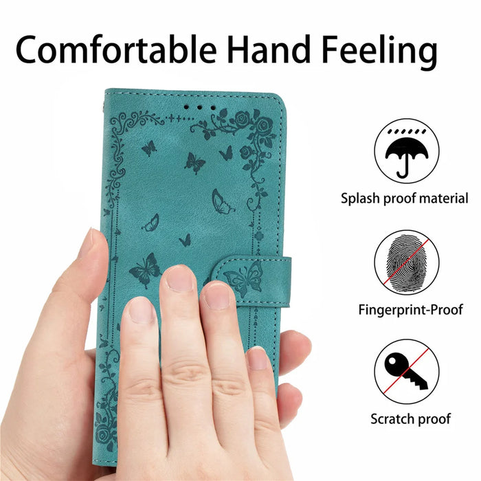 For Google Pixel 9 Pro / Google Pixel 9 / Google Pixel 10 Pro / Google Pixel 10 Case Garden Imprinted PU Leather Wallet Phone Cover with Wrist Strap - Green - 7