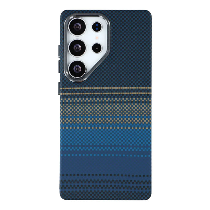 For Samsung Galaxy S24 Ultra Magnetic Case Water Transfer Printing Metal Frame PC Phone Back Cover - Moonset - 2