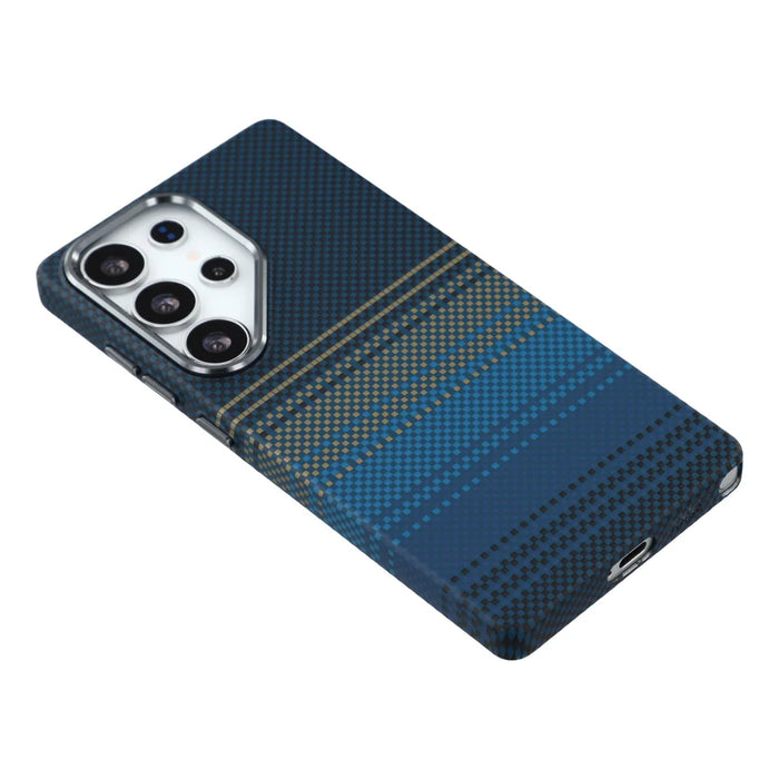 For Samsung Galaxy S24 Ultra Magnetic Case Water Transfer Printing Metal Frame PC Phone Back Cover - Moonset - 3