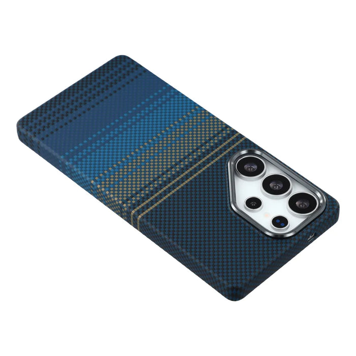 For Samsung Galaxy S24 Ultra Magnetic Case Water Transfer Printing Metal Frame PC Phone Back Cover - Moonset - 4