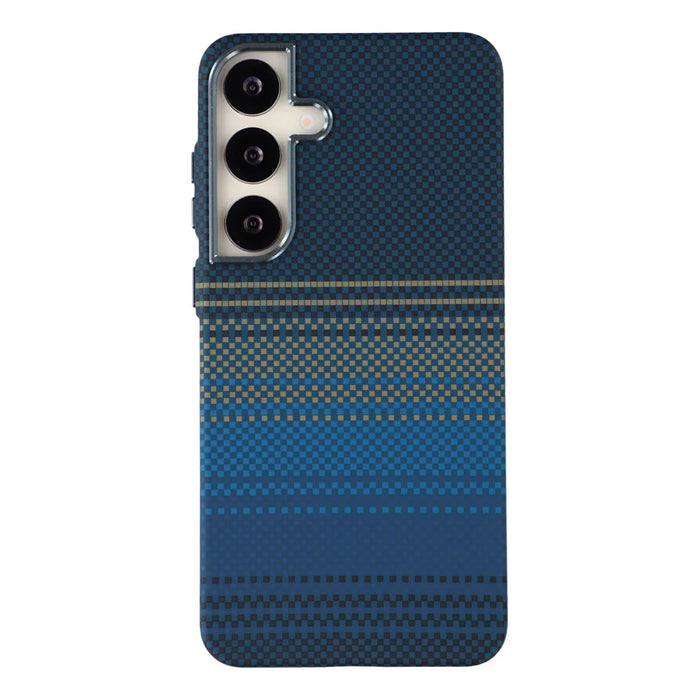 For Samsung Galaxy S24 Magnetic Case Water Transfer Printing Metal Frame PC Phone Back Cover - Moonset - 2