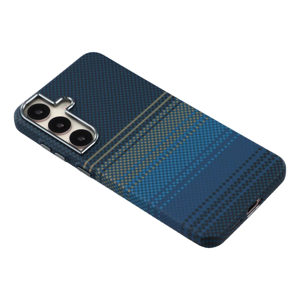 For Samsung Galaxy S26+ Magnetic Case Water Transfer Printing Metal Frame PC Phone Back Cover - Moonset - 3