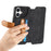 For iPhone 17 Wallet Case Retro Leather Phone Cover with Wristband Kickstand - Black - 6