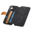 For iPhone 16 Plus / iPhone 16 Wallet Case Retro Leather Phone Cover with Wristband Kickstand - Black - 5