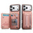 For iPhone 18 Pro / 17 Pro Case RFID Blocking Card Holder Jeans Cloth Texture Leather Back Cover with Elastic Wristband - Pink - 2