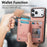 For iPhone 18 Pro / 17 Pro Case RFID Blocking Card Holder Jeans Cloth Texture Leather Back Cover with Elastic Wristband - Pink - 5