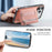 For iPhone 18 Pro / 17 Pro Case RFID Blocking Card Holder Jeans Cloth Texture Leather Back Cover with Elastic Wristband - Pink - 6