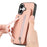 For iPhone 16 Case RFID Blocking Card Holder Jeans Cloth Texture Leather Back Cover with Elastic Wristband - Pink - 3