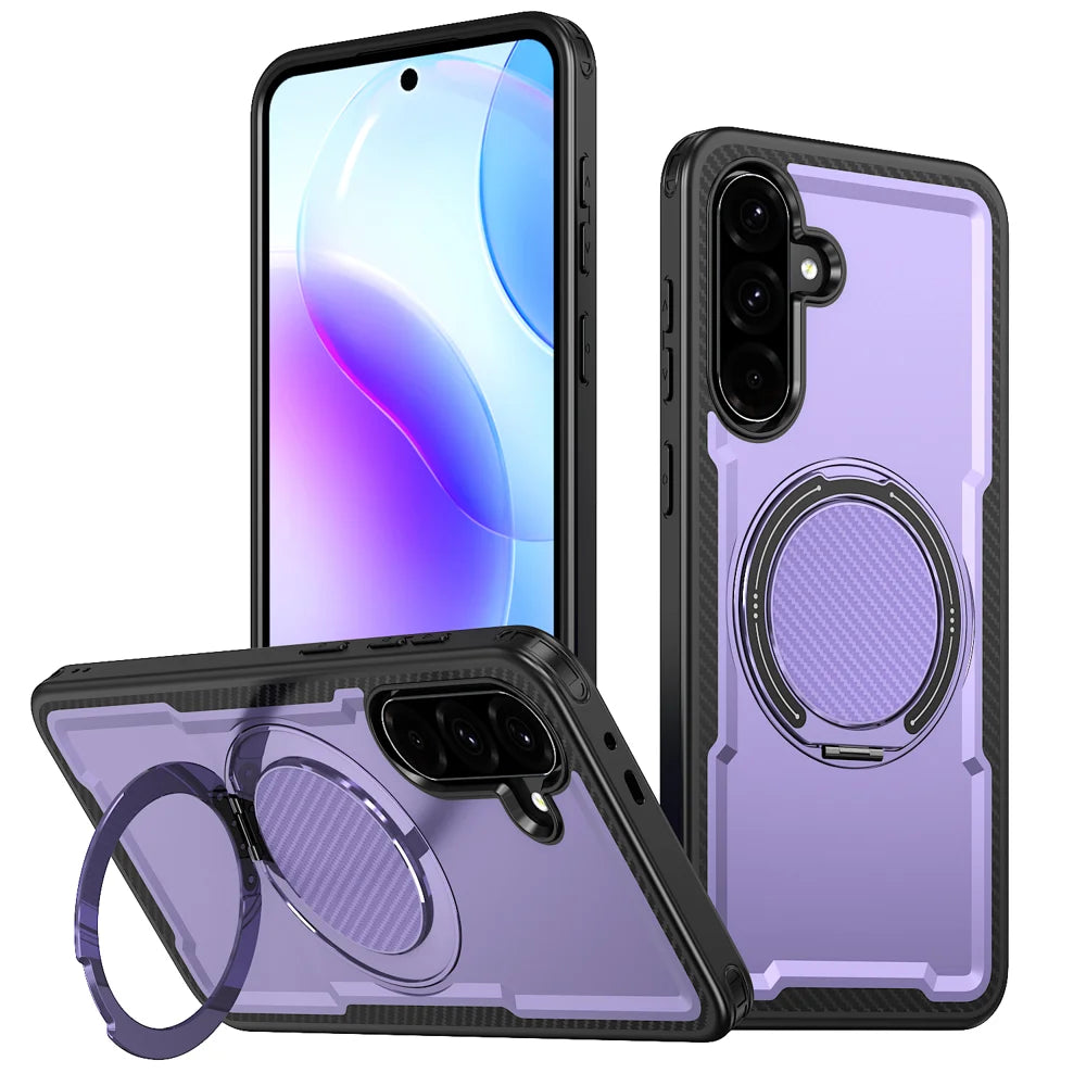 For Samsung Galaxy A36 5G Magnetic Case TPU + PC Kickstand Phone Cover - Purple - 1