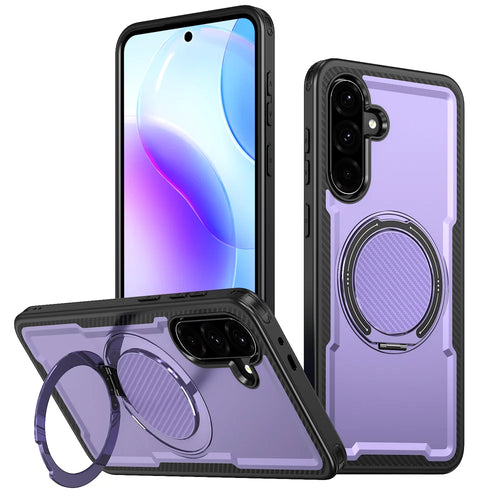For Samsung Galaxy A36 5G Magnetic Case TPU + PC Kickstand Phone Cover - Purple - 1
