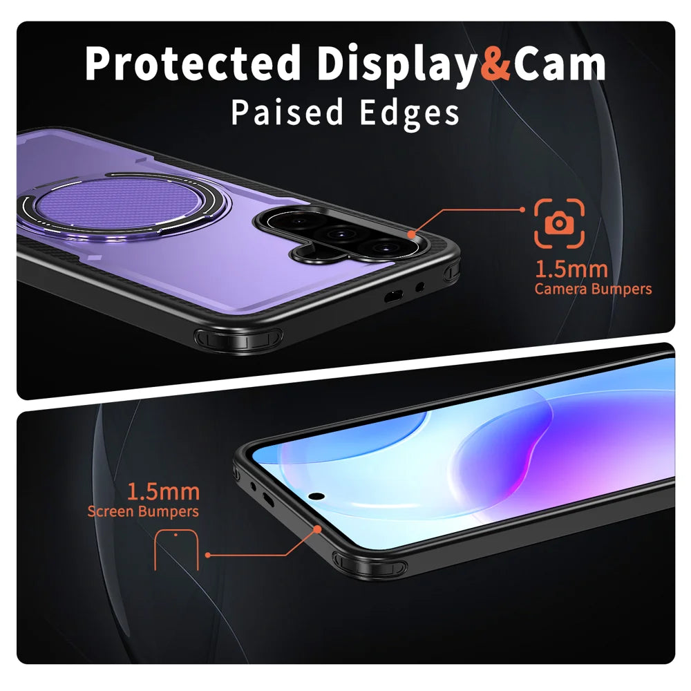 For Samsung Galaxy A36 5G Magnetic Case TPU + PC Kickstand Phone Cover - Purple - 4
