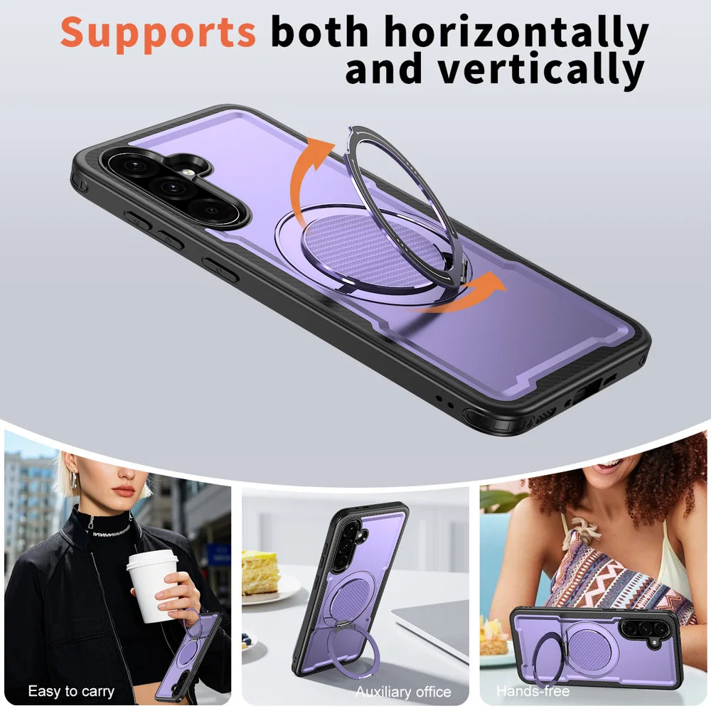 For Samsung Galaxy A36 5G Magnetic Case TPU + PC Kickstand Phone Cover - Purple - 5