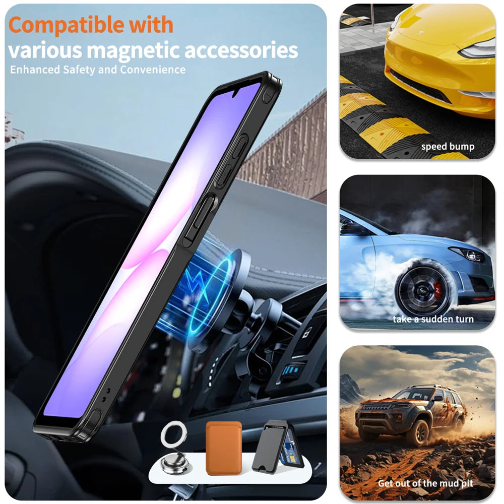 For Samsung Galaxy A06 5G / Galaxy A07 4G / Galaxy A07 5G / Galaxy A06 4G Magnetic Case TPU + PC Kickstand Phone Cover - Black - 2