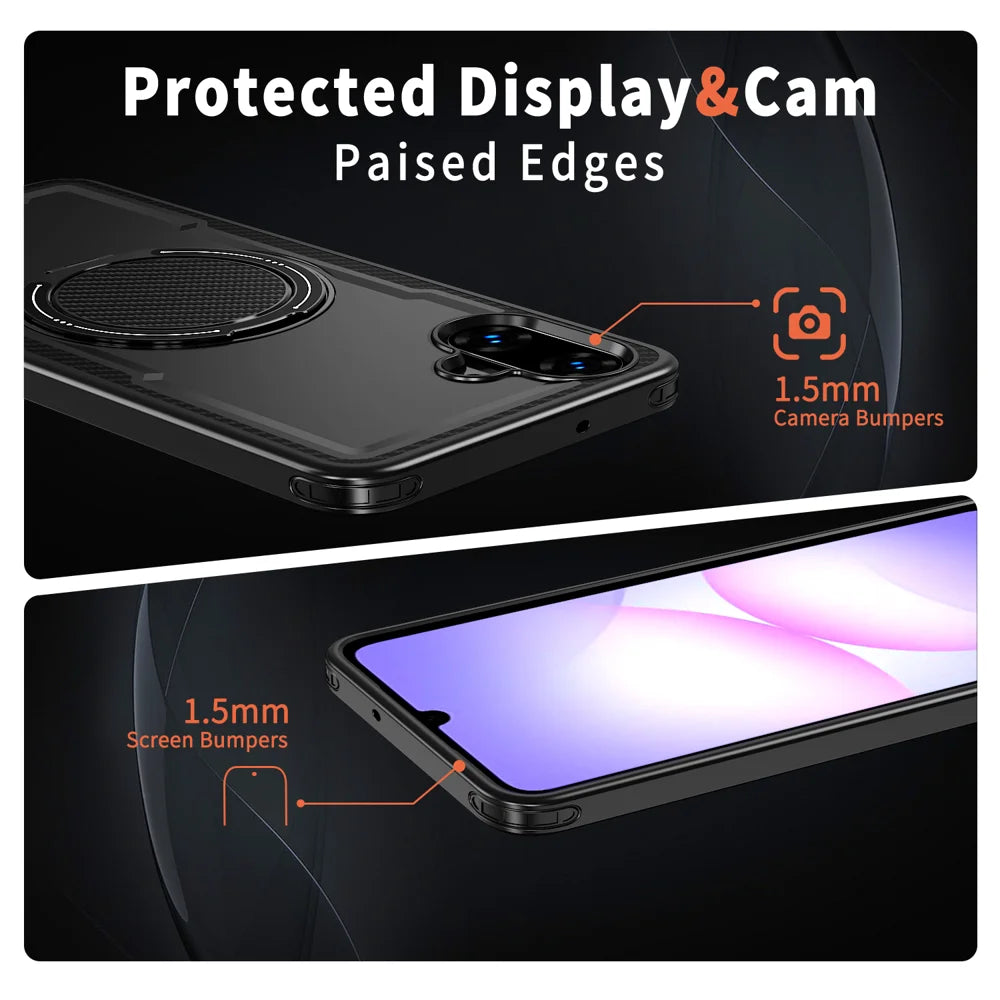 For Samsung Galaxy A06 5G / Galaxy A07 4G / Galaxy A07 5G / Galaxy A06 4G Magnetic Case TPU + PC Kickstand Phone Cover - Black - 4