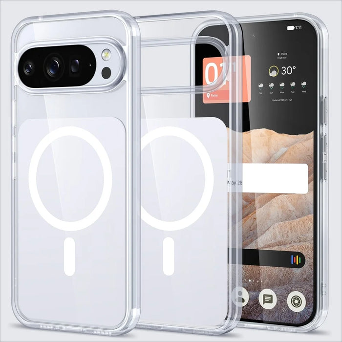 For Google Pixel 10 / Google Pixel 9 Pro / Google Pixel 9 / Google Pixel 10 Pro Magnetic Case Shockproof TPU PC Clear Phone Cover - White - 1