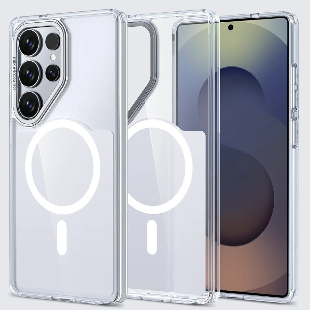 For Samsung Galaxy S25 Ultra Magnetic Case Shockproof TPU PC Clear Phone Cover - Wihte - 1
