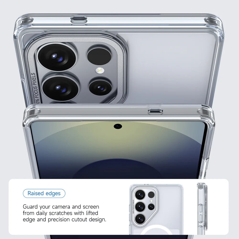 For Samsung Galaxy S25 Ultra Magnetic Case Shockproof TPU PC Clear Phone Cover - Wihte - 4