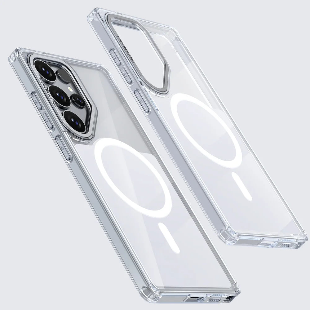 For Samsung Galaxy S25 Ultra Magnetic Case Shockproof TPU PC Clear Phone Cover - Wihte - 5