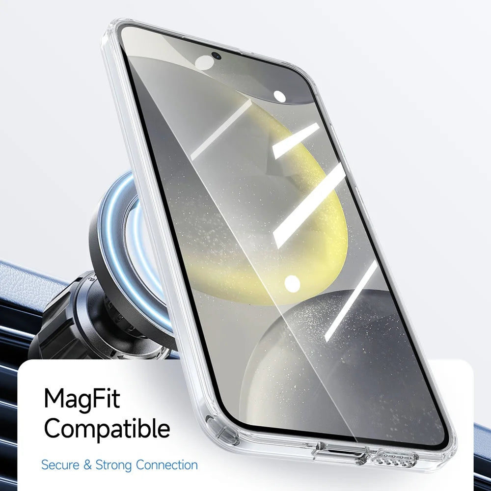 For Samsung Galaxy S25 / Galaxy S24 Magnetic Case Shockproof TPU PC Clear Phone Cover - White - 6