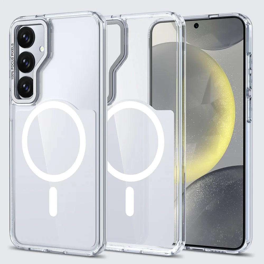 For Samsung Galaxy S26 Magnetic Case Shockproof TPU PC Clear Phone Cover - White - 1
