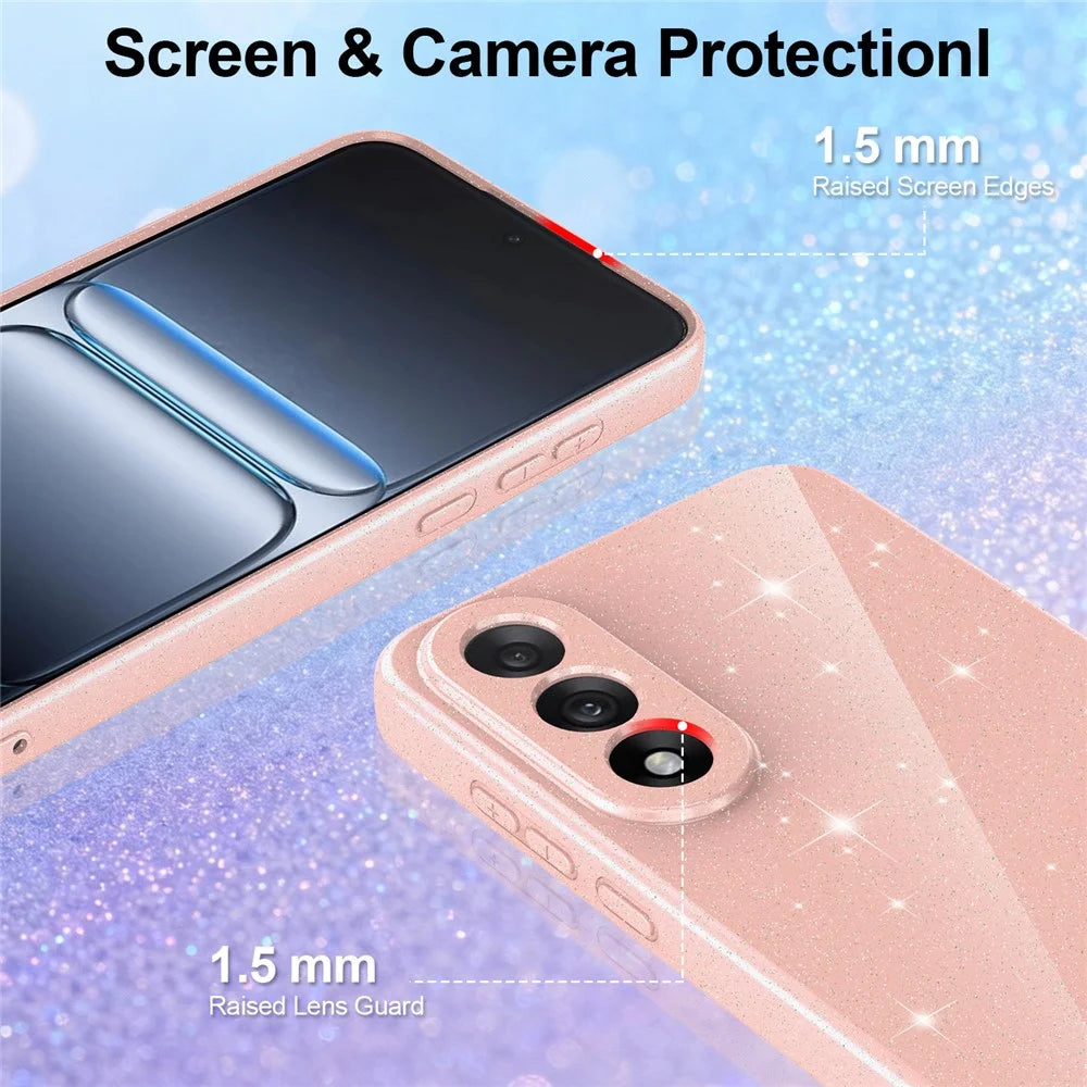 For OnePlus Nord 5 5G  /  Ace 5 Ultra 5G Magnetic Case Glitter TPU Shockproof Phone Cover with Lanyard - Pink - 2