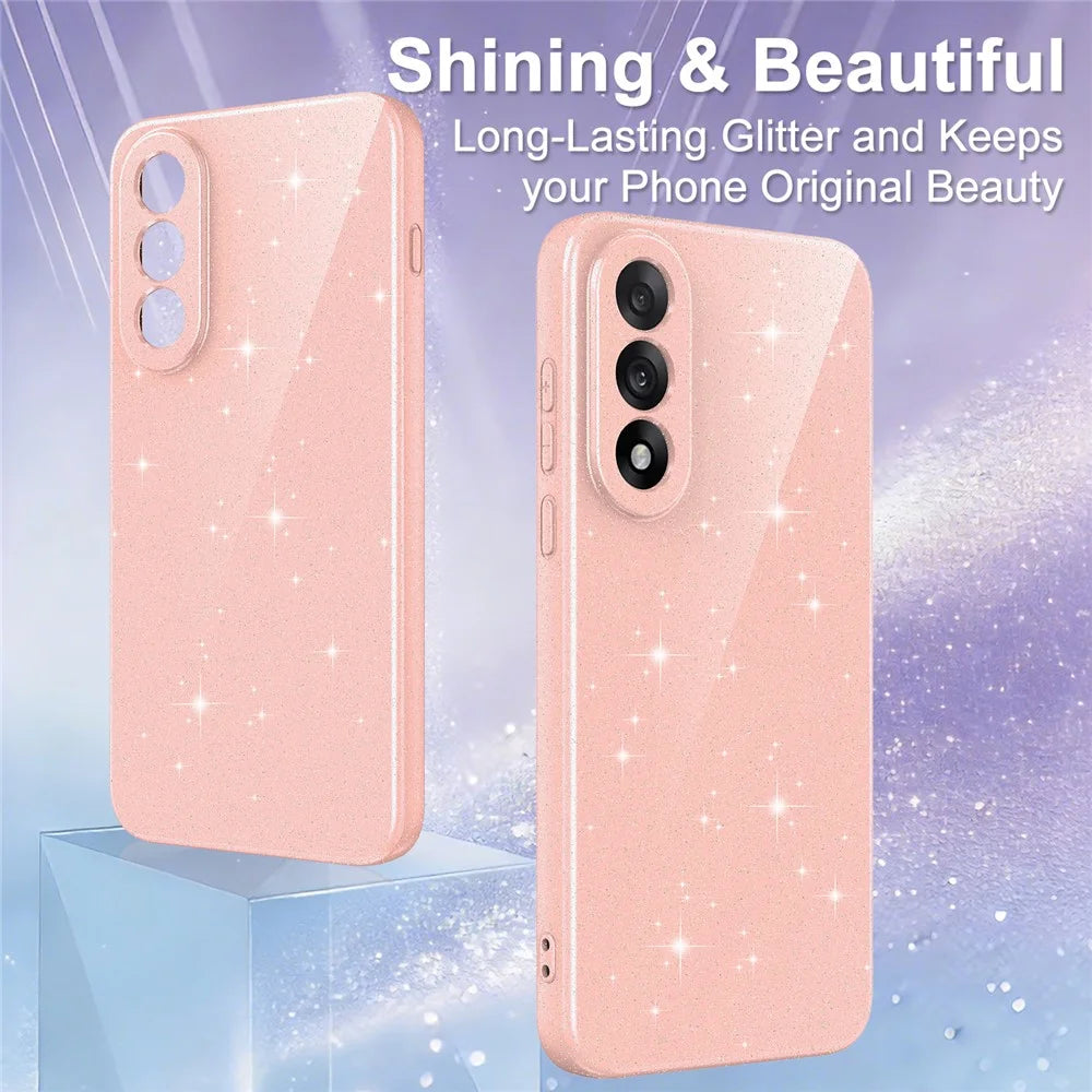 For OnePlus Nord 5 5G  /  Ace 5 Ultra 5G Magnetic Case Glitter TPU Shockproof Phone Cover with Lanyard - Pink - 5