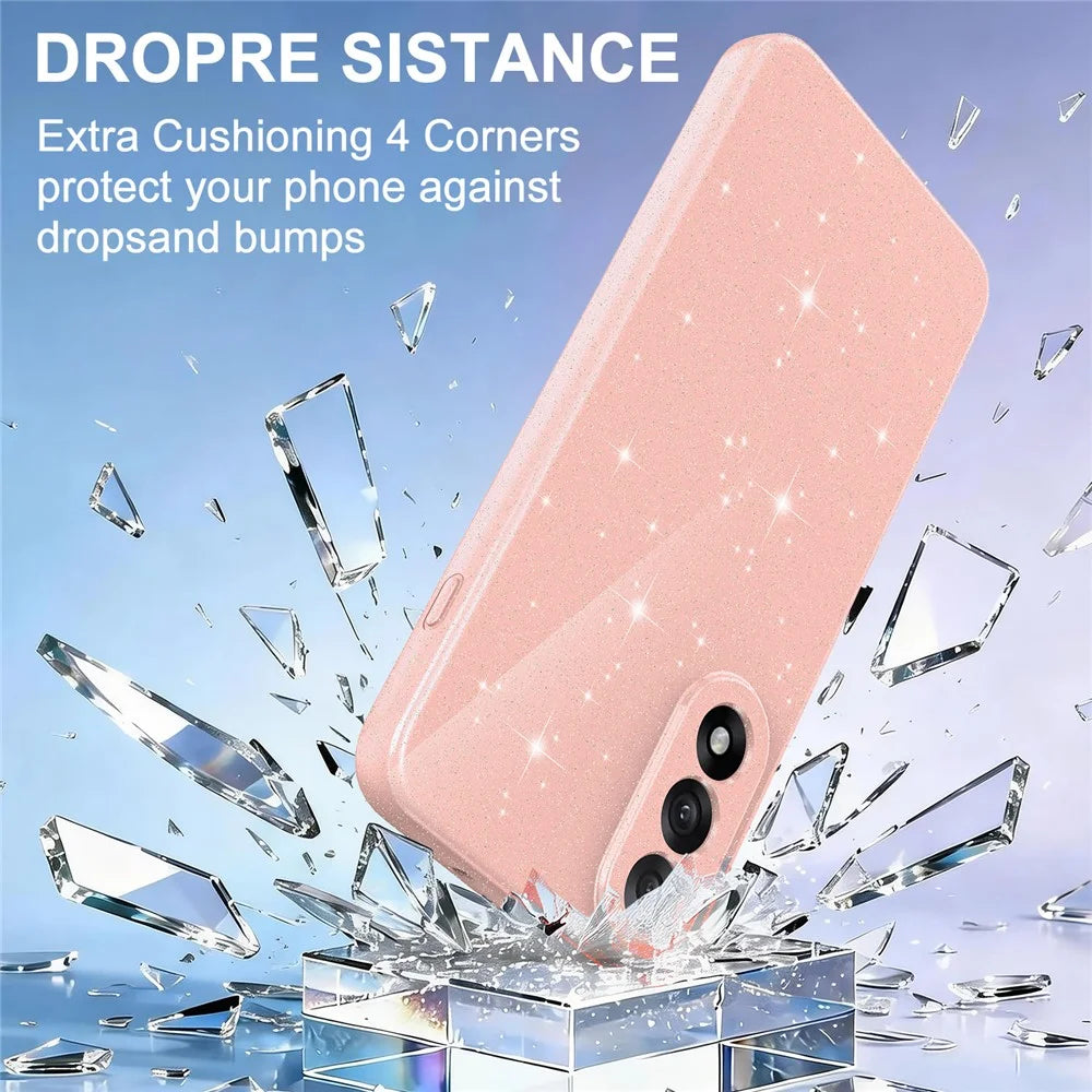 For OnePlus Nord 5 5G  /  Ace 5 Ultra 5G Magnetic Case Glitter TPU Shockproof Phone Cover with Lanyard - Pink - 6