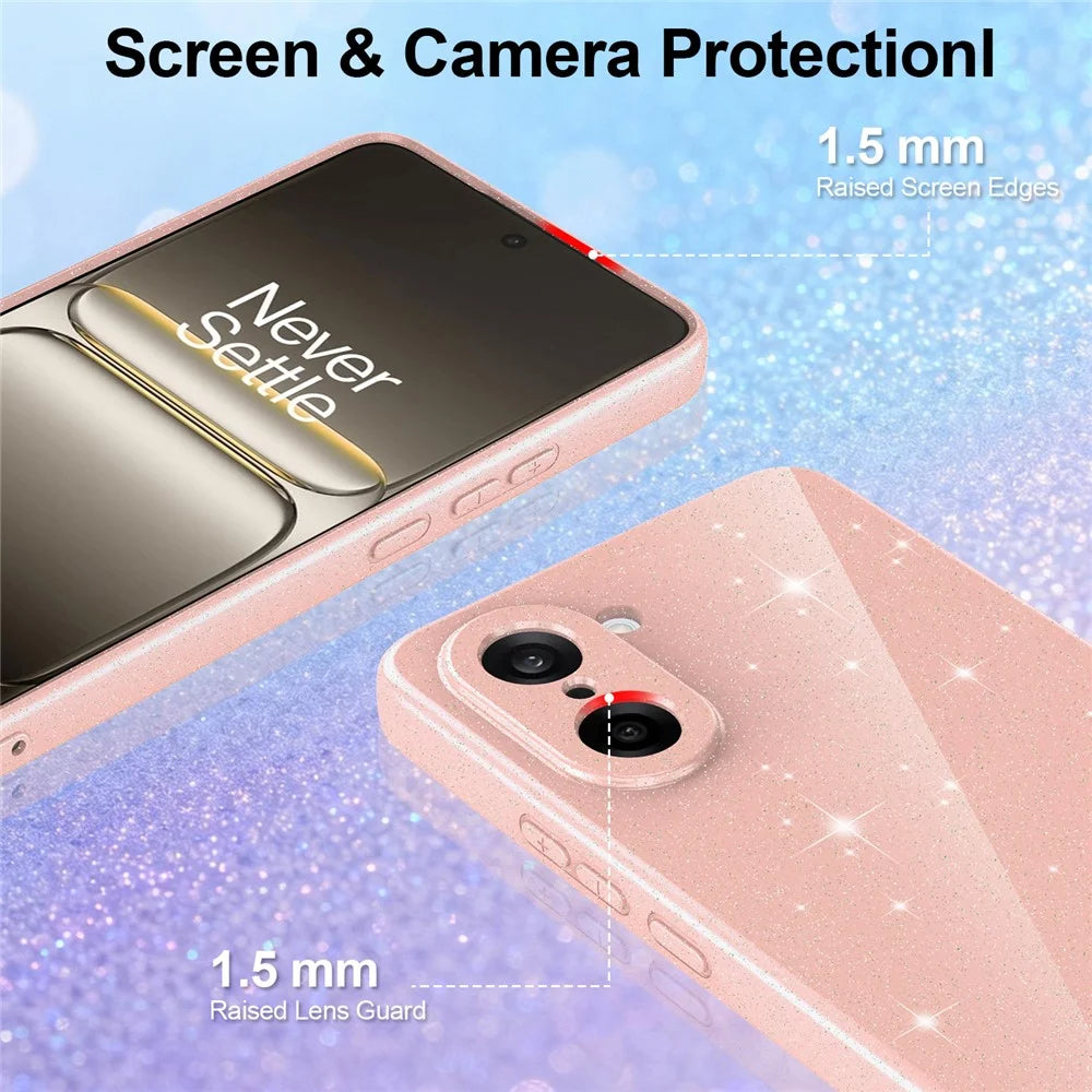 For OnePlus Nord CE5 5G  /  Ace 5 Racing 5G Magnetic Case Glitter TPU Shockproof Phone Cover with Lanyard - Pink - 2