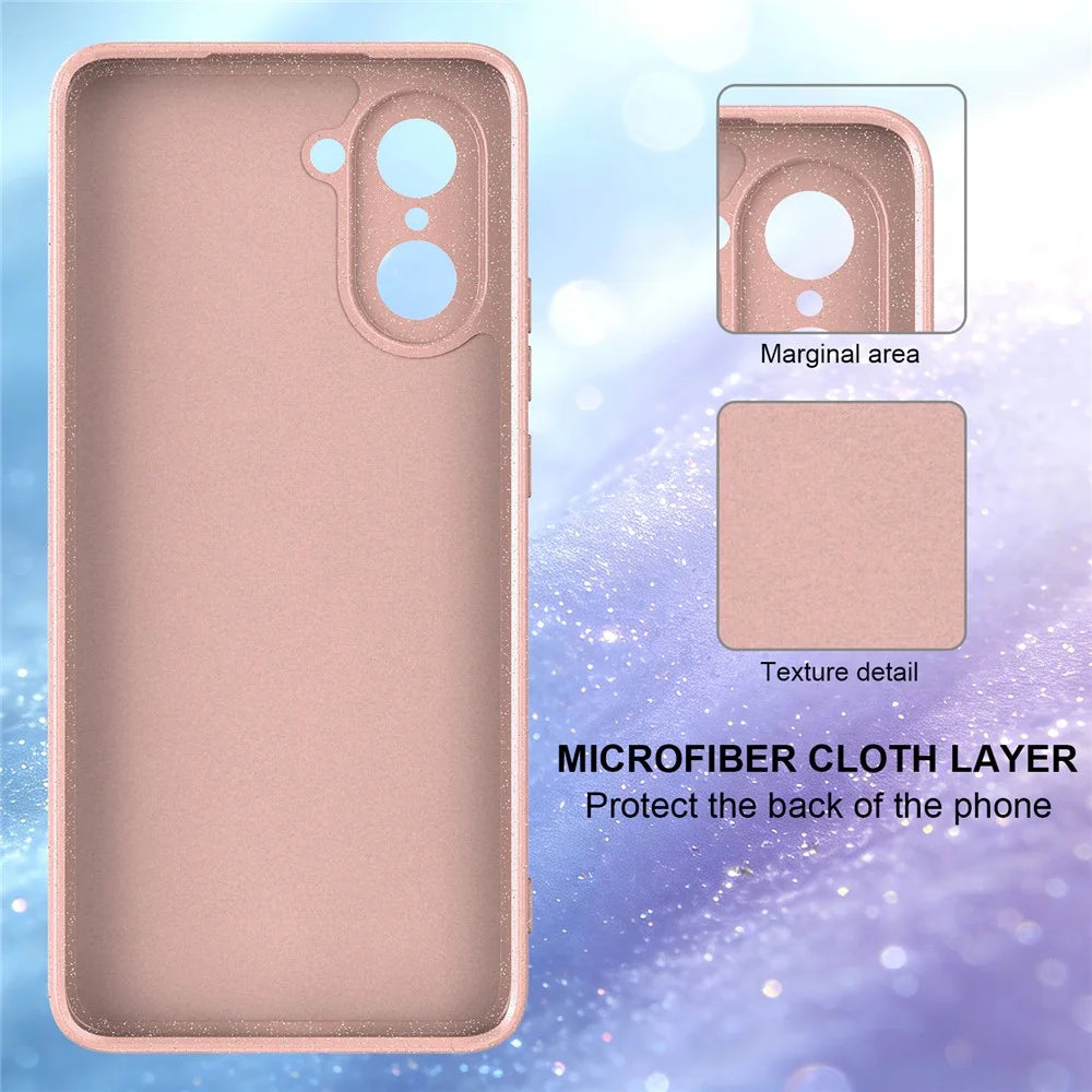 For OnePlus Nord CE5 5G  /  Ace 5 Racing 5G Magnetic Case Glitter TPU Shockproof Phone Cover with Lanyard - Pink - 3