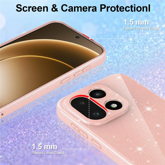 For OnePlus 15 5G Magnetic Case Glitter TPU Shockproof Phone Cover with Lanyard - Pink - 2