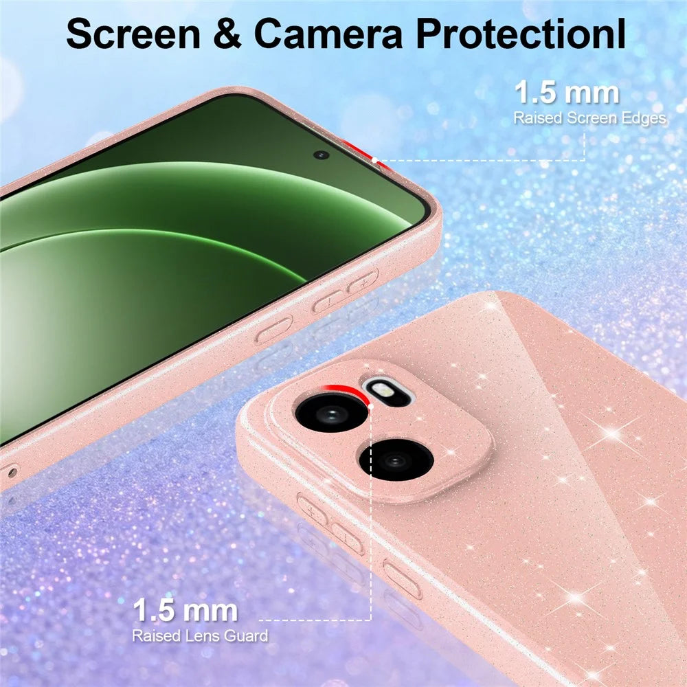 Magnetic Case For OnePlus 15R 5G  /  Ace 6T 5G  /  Ace 6 5G Glitter TPU Shockproof Phone Cover with Lanyard - Pink - 2