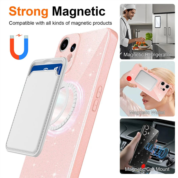 For Nothing CMF Phone 2 Pro Magnetic Case Glitter TPU Shockproof Phone Cover with Lanyard - Pink - 4