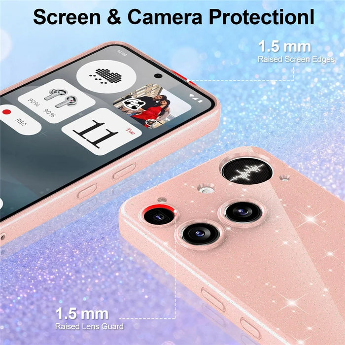 For Nothing Phone (3) 5G Magnetic Case Glitter TPU Shockproof Phone Cover with Lanyard - Pink - 2