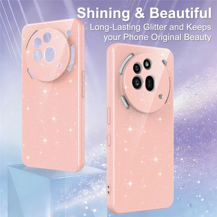 For Nothing Phone (3a) Pro Magnetic Case Glitter TPU Shockproof Phone Cover with Lanyard - Pink - 5