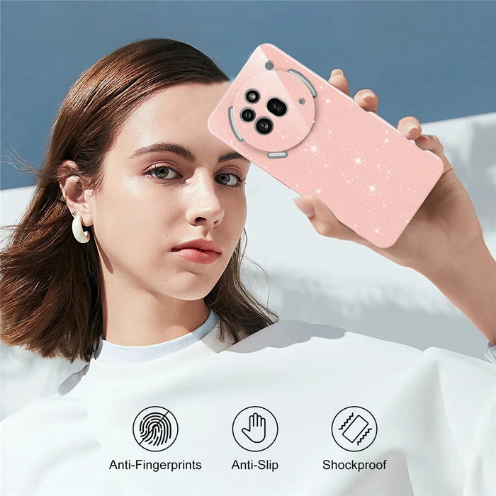 For Nothing Phone (3a) Pro Magnetic Case Glitter TPU Shockproof Phone Cover with Lanyard - Pink - 7