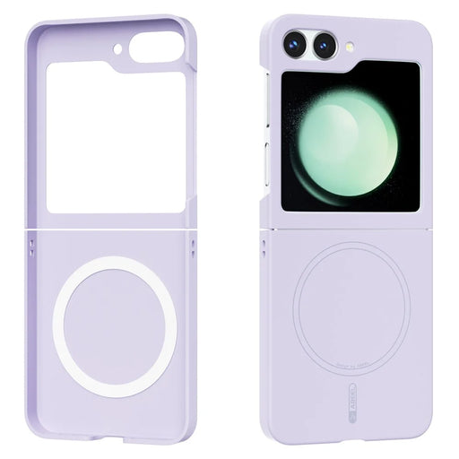 ABEEL For Samsung Galaxy Z Flip5 5G Magnetic Case Skin Touch Liquid Silicone Phone Back Cover - Purple - 1