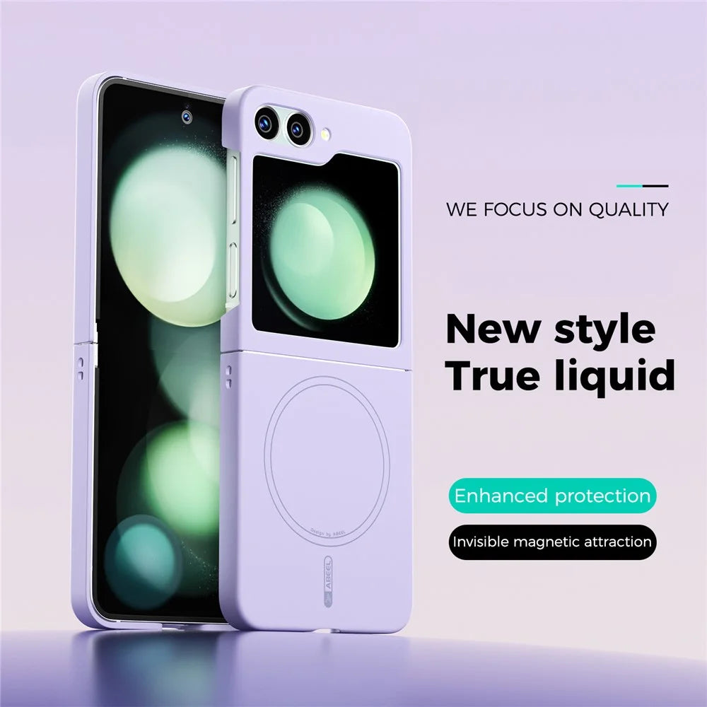 ABEEL For Samsung Galaxy Z Flip5 5G Magnetic Case Skin Touch Liquid Silicone Phone Back Cover - Purple - 2