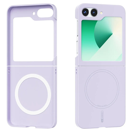 ABEEL For Samsung Galaxy Z Flip6 5G Magnetic Case Skin Touch Liquid Silicone Phone Back Cover - Purple - 1