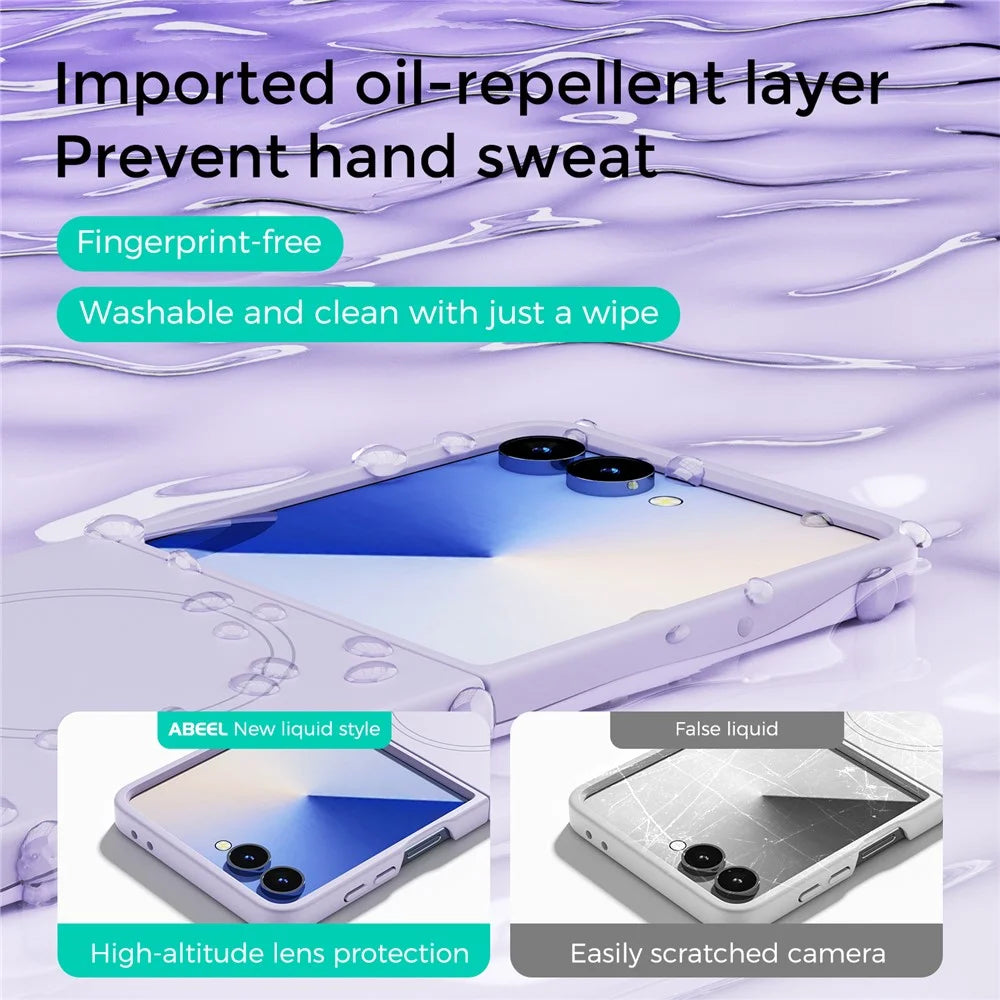 ABEEL For Samsung Galaxy Z Flip7 5G Magnetic Case Skin Touch Liquid Silicone Phone Back Cover - Purple - 5