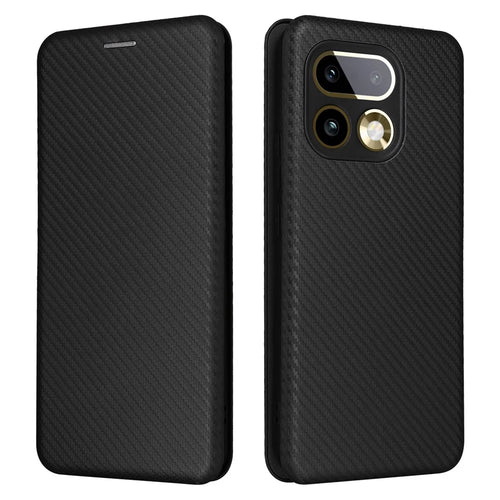 For Realme 16 Pro+ 5G Case Carbon Fiber Texture Drop-Proof PU Leather Phone Cover - Black - 1