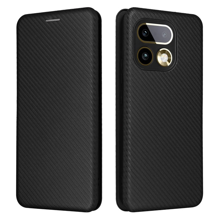 For Realme 16 Pro 5G Case Carbon Fiber Texture Drop-Proof PU Leather Phone Cover - Black - 1