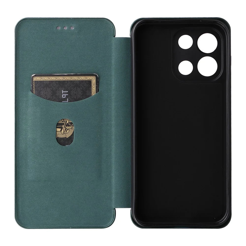 For OnePlus Turbo 6V 5G / Turbo 6 5G Case Carbon Fiber Texture Drop-Proof PU Leather Phone Cover - Green - 2