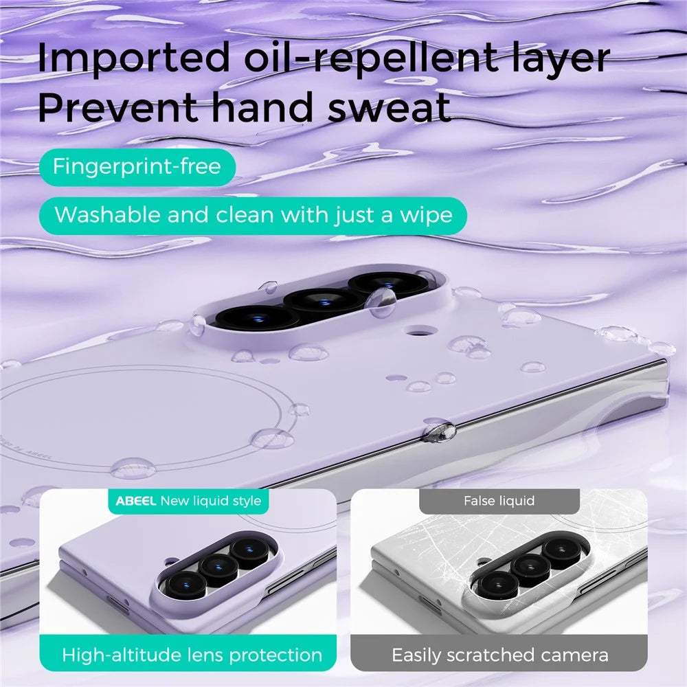 ABEEL For Samsung Galaxy Z Fold5 5G Magnetic Case Skin Touch Liquid Silicone Phone Back Cover - Purple - 4