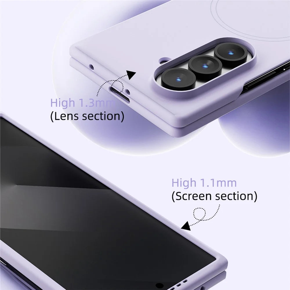 ABEEL For Samsung Galaxy Z Fold5 5G Magnetic Case Skin Touch Liquid Silicone Phone Back Cover - Purple - 7