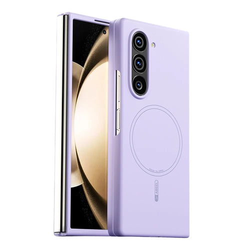 ABEEL For Samsung Galaxy Z Fold6 5G Magnetic Case Skin Touch Liquid Silicone Phone Back Cover - Purple - 1